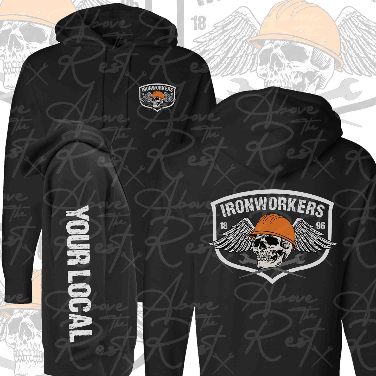 SKELETON HEAD WINGS PULLOVER HOODIE