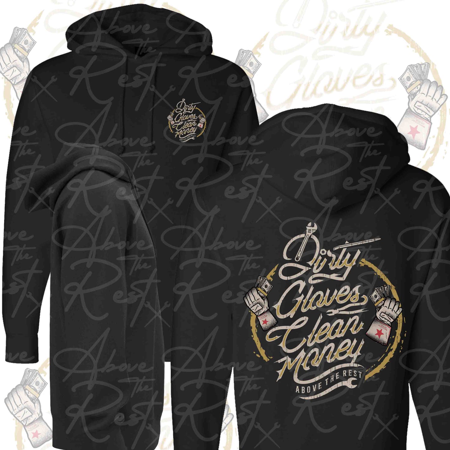 DIRTY HANDS CLEAN MONEY PULLOVER HOODIE